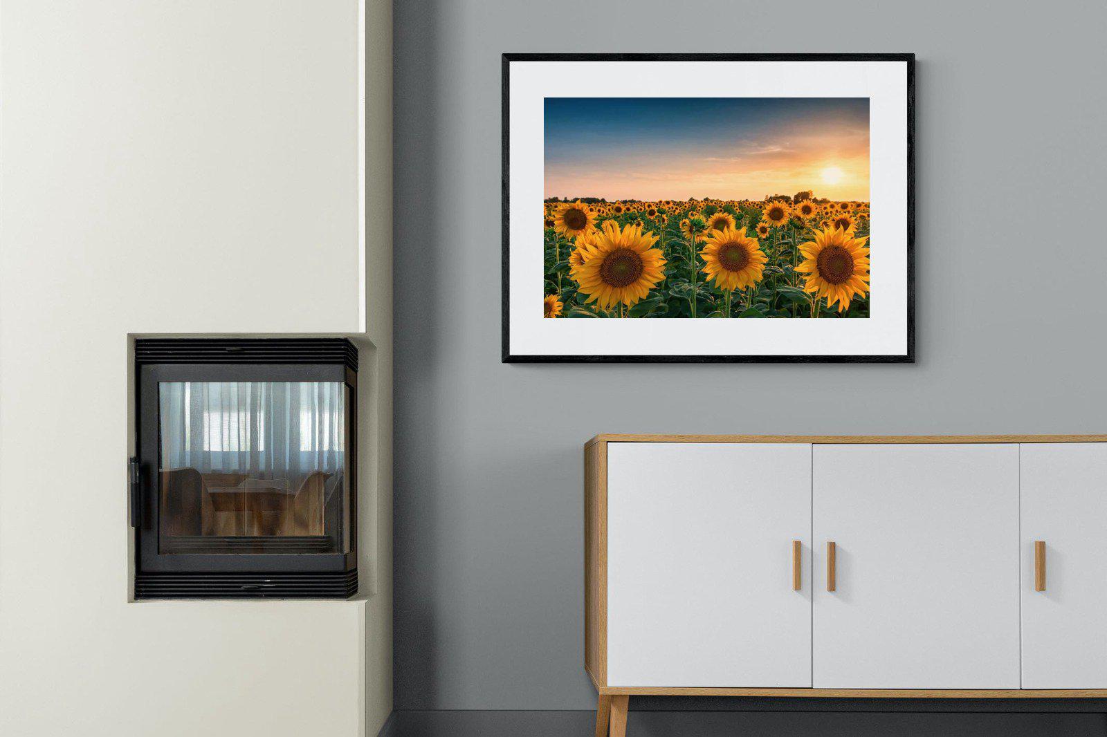 Sunflowers-Wall_Art-100 x 75cm-Framed Print-Black-Pixalot