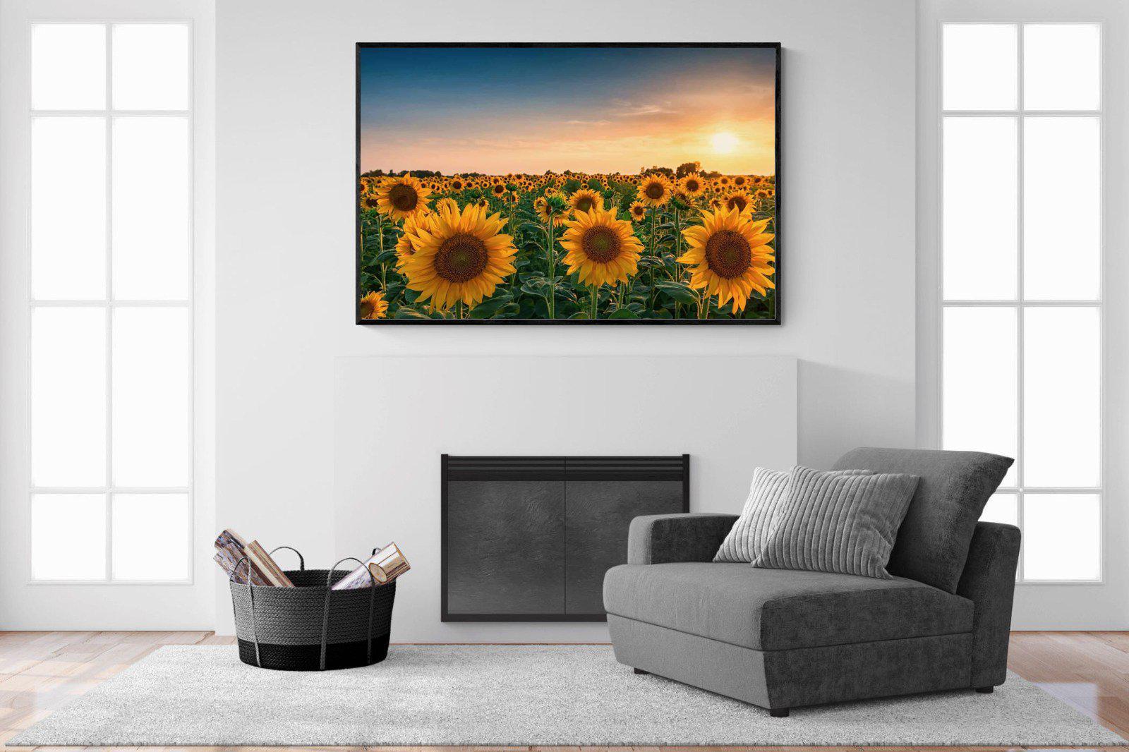 Sunflowers-Wall_Art-150 x 100cm-Mounted Canvas-Black-Pixalot