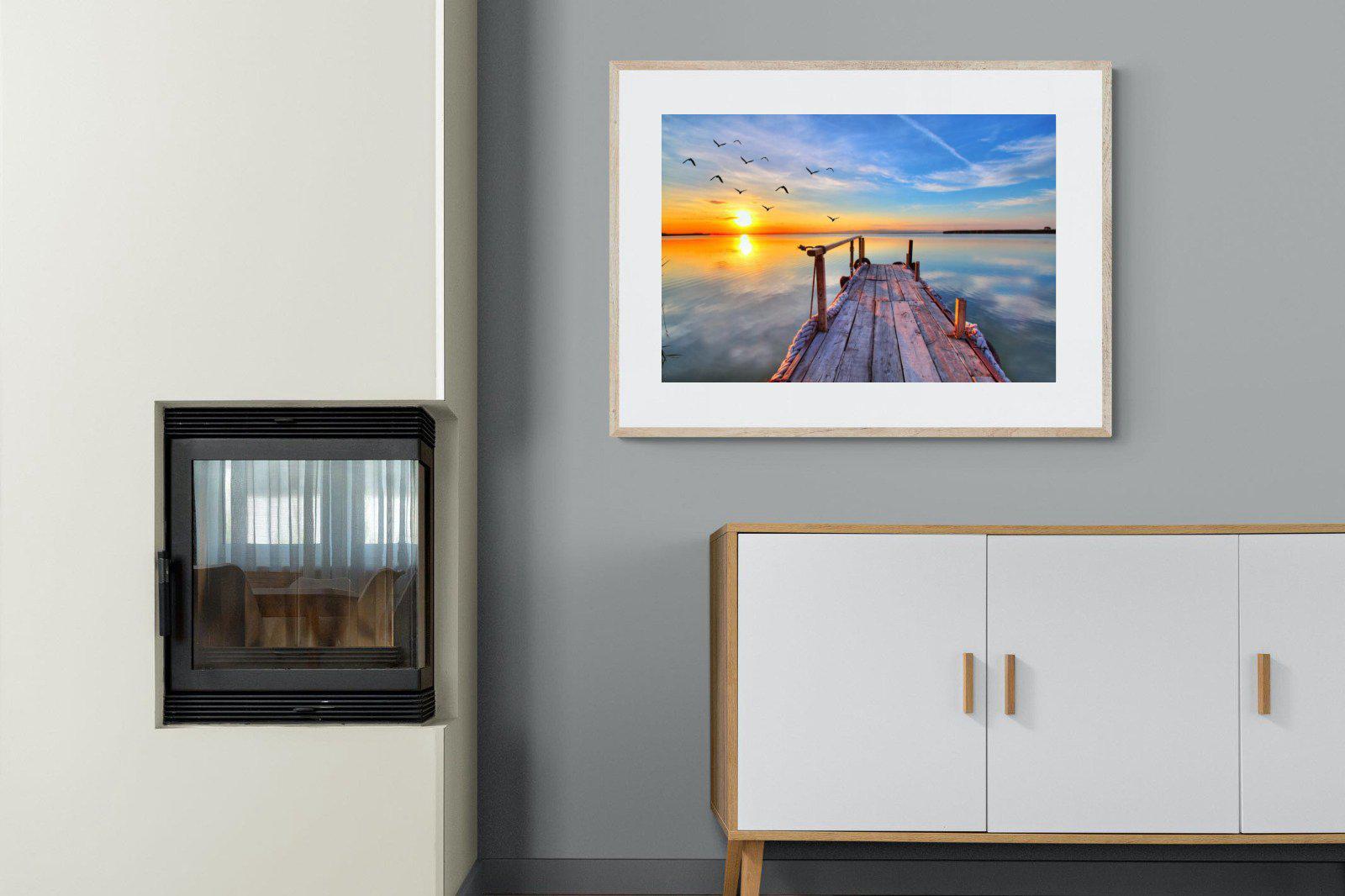 Sunrise Jetty-Wall_Art-100 x 75cm-Framed Print-Wood-Pixalot