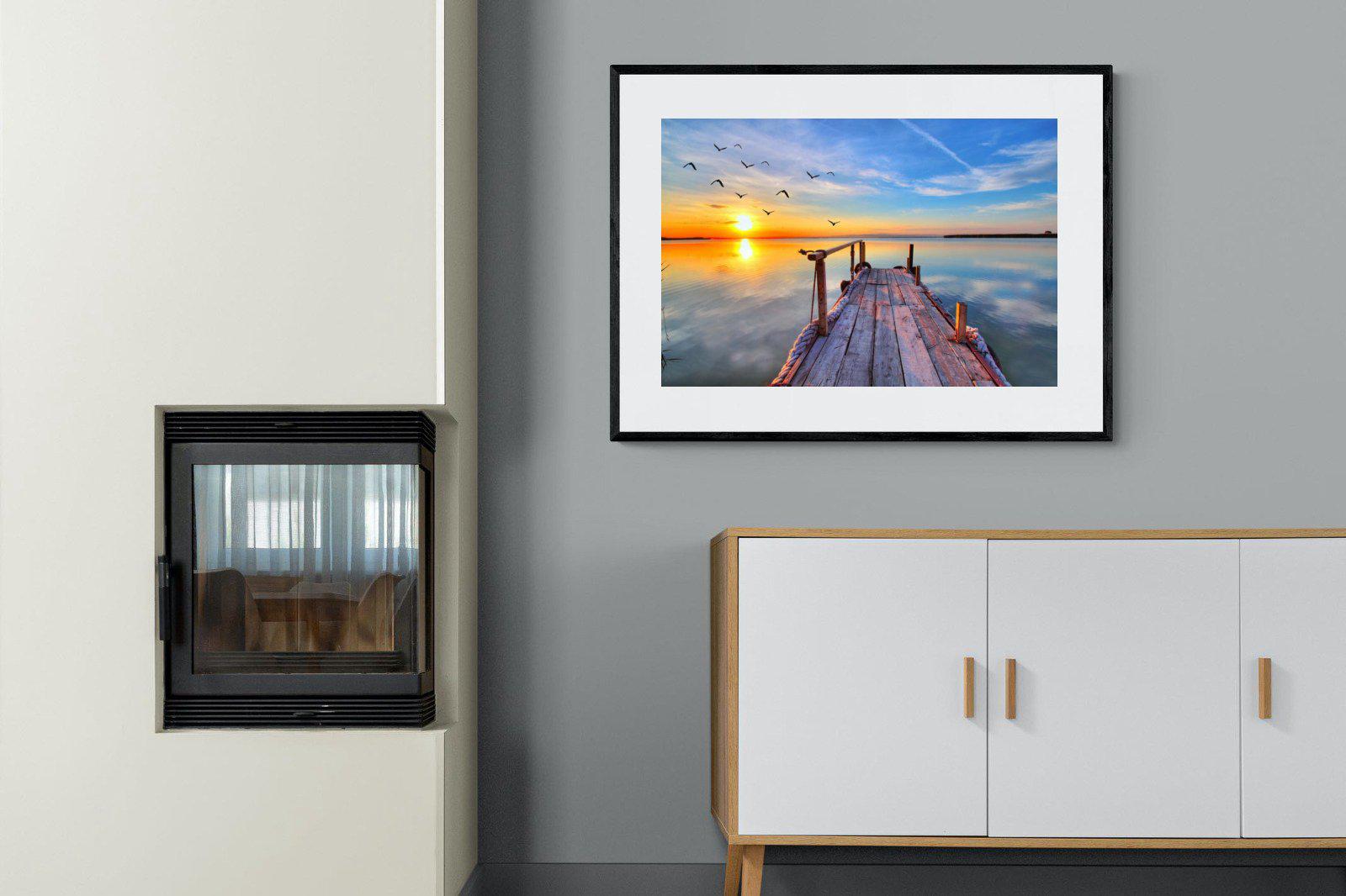 Sunrise Jetty-Wall_Art-100 x 75cm-Framed Print-Black-Pixalot