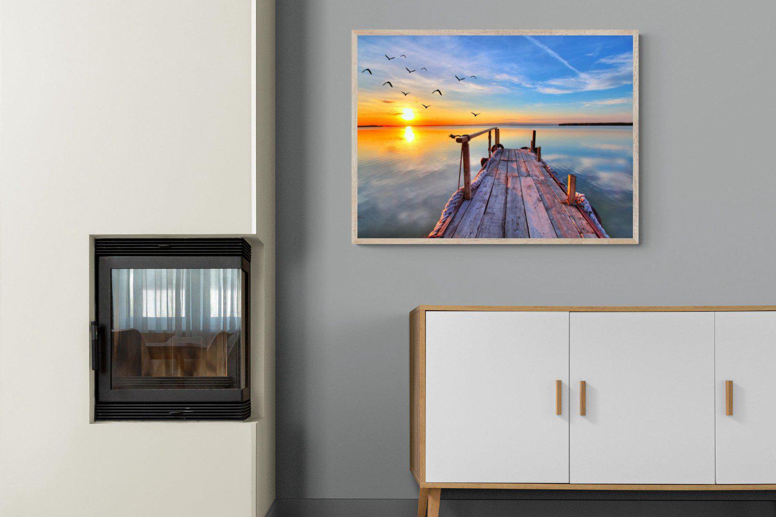 Sunrise Jetty-Wall_Art-100 x 75cm-Mounted Canvas-Wood-Pixalot