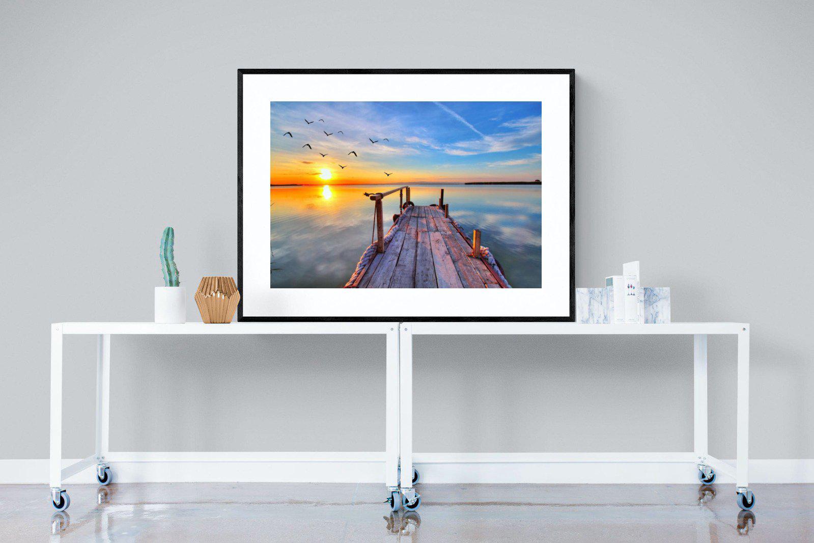 Sunrise Jetty-Wall_Art-120 x 90cm-Framed Print-Black-Pixalot