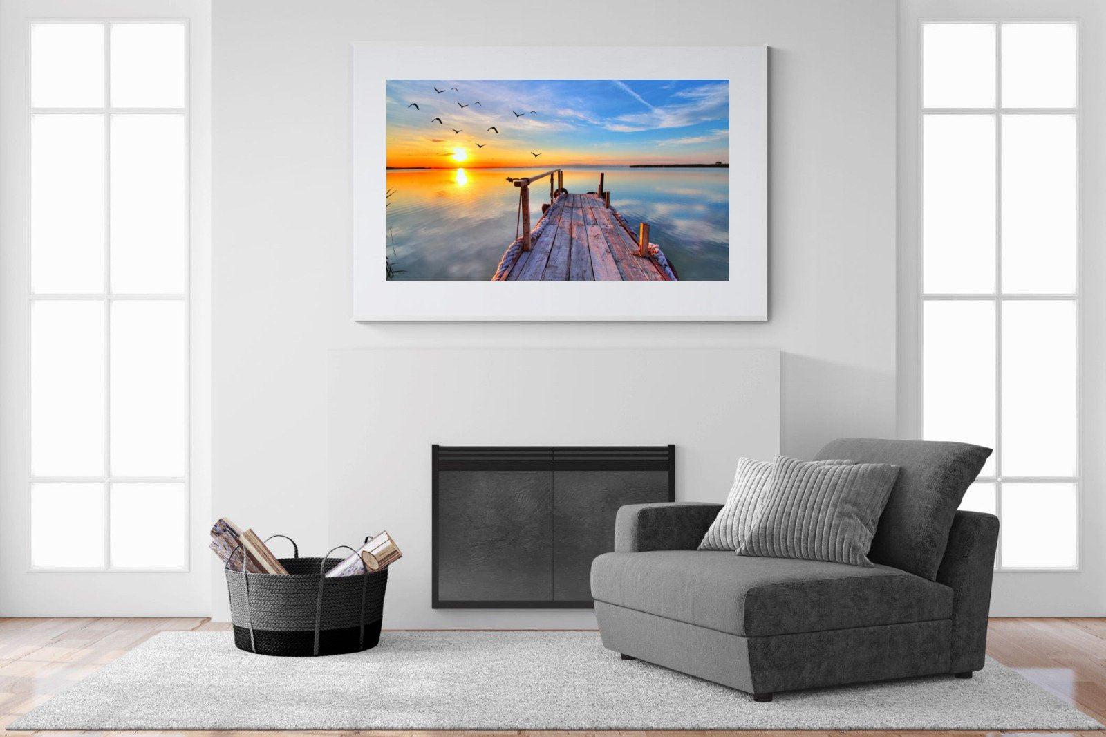 Sunrise Jetty-Wall_Art-150 x 100cm-Framed Print-White-Pixalot