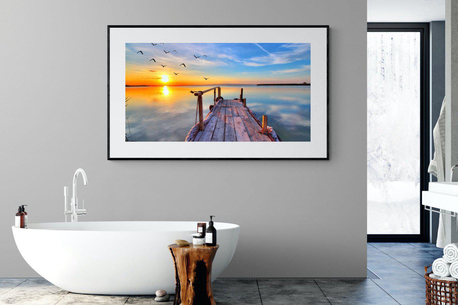 Sunrise Jetty-Wall_Art-180 x 110cm-Framed Print-Black-Pixalot
