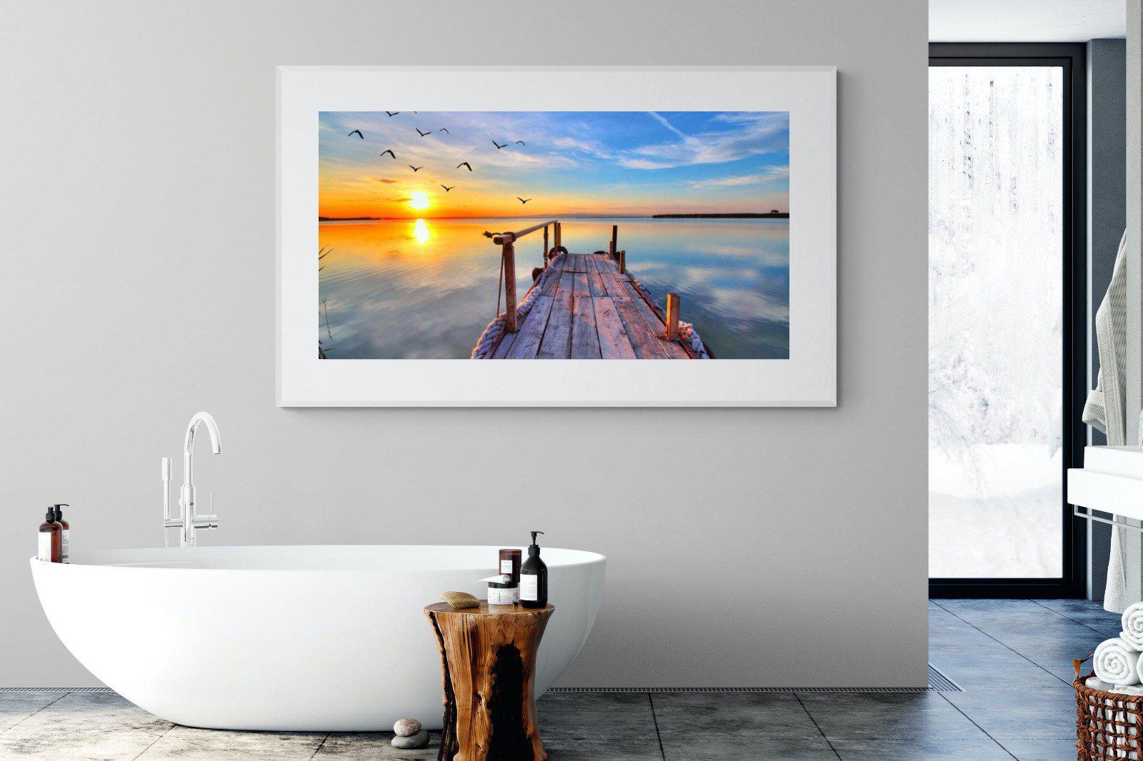 Sunrise Jetty-Wall_Art-180 x 110cm-Framed Print-White-Pixalot