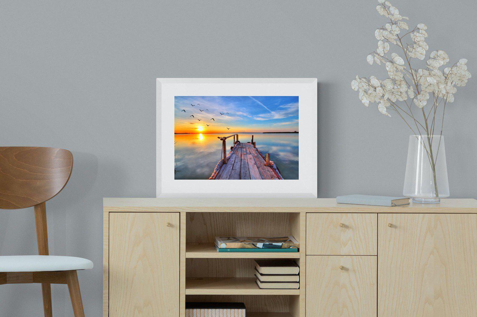 Sunrise Jetty-Wall_Art-60 x 45cm-Framed Print-White-Pixalot