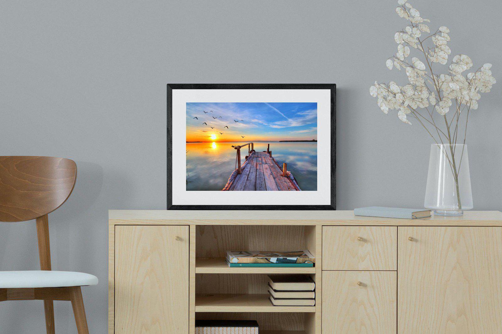 Sunrise Jetty-Wall_Art-60 x 45cm-Framed Print-Black-Pixalot