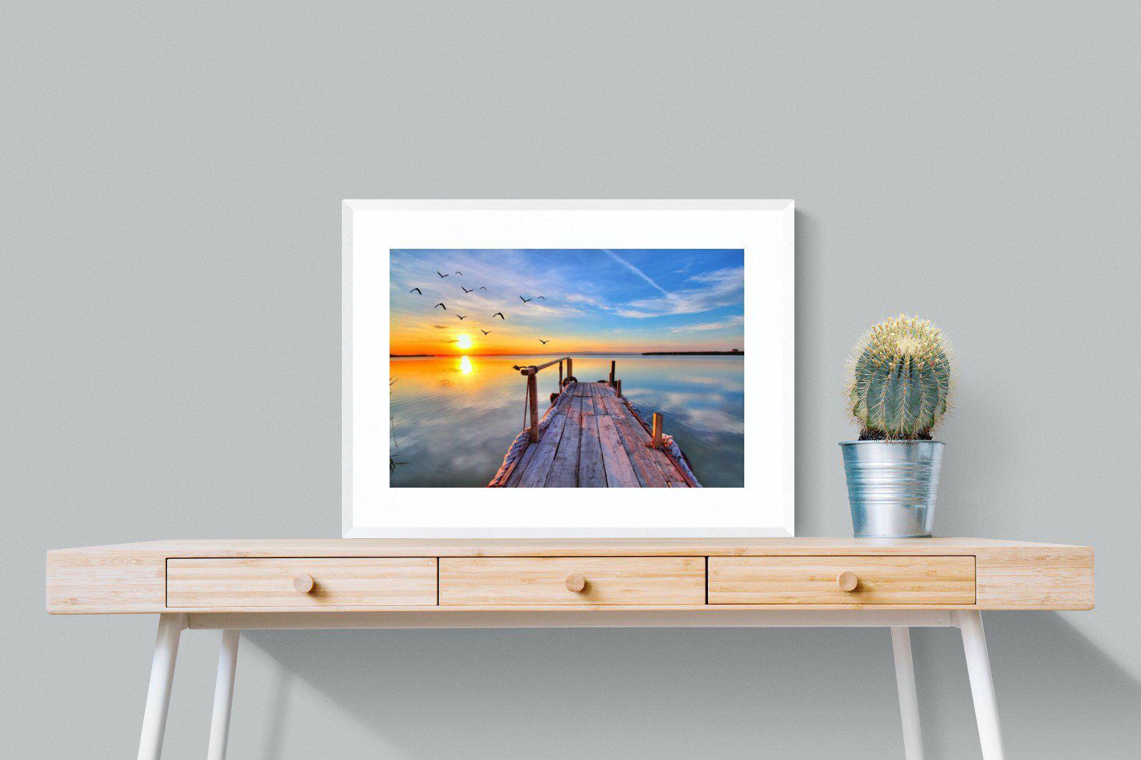 Sunrise Jetty-Wall_Art-80 x 60cm-Framed Print-White-Pixalot