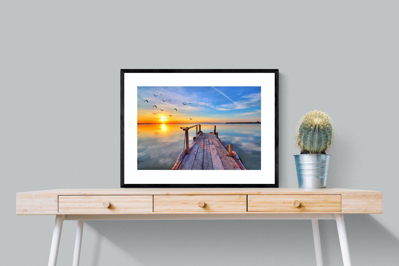 Sunrise Jetty-Wall_Art-80 x 60cm-Framed Print-Black-Pixalot