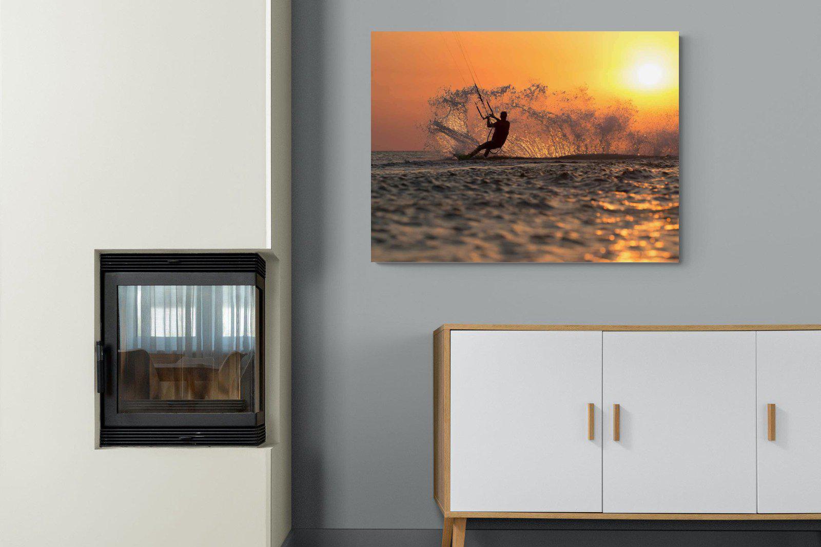 Sunset Kitesurf-Wall_Art-100 x 75cm-Mounted Canvas-No Frame-Pixalot