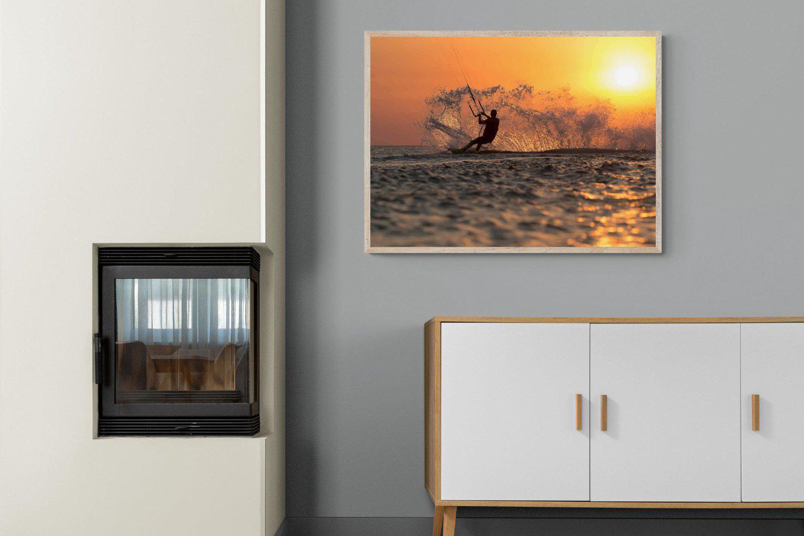 Sunset Kitesurf-Wall_Art-100 x 75cm-Mounted Canvas-Wood-Pixalot