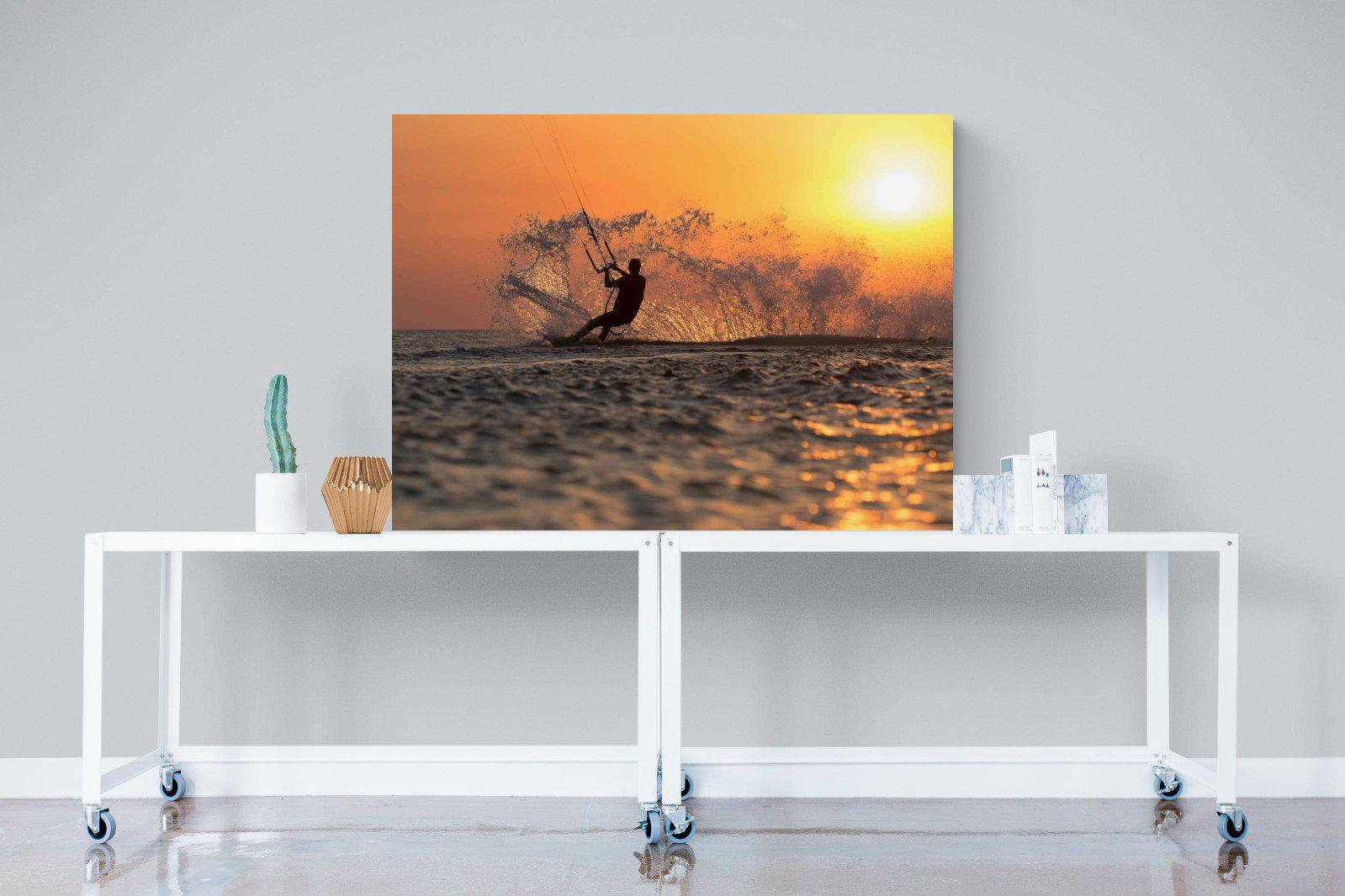 Sunset Kitesurf-Wall_Art-120 x 90cm-Mounted Canvas-No Frame-Pixalot