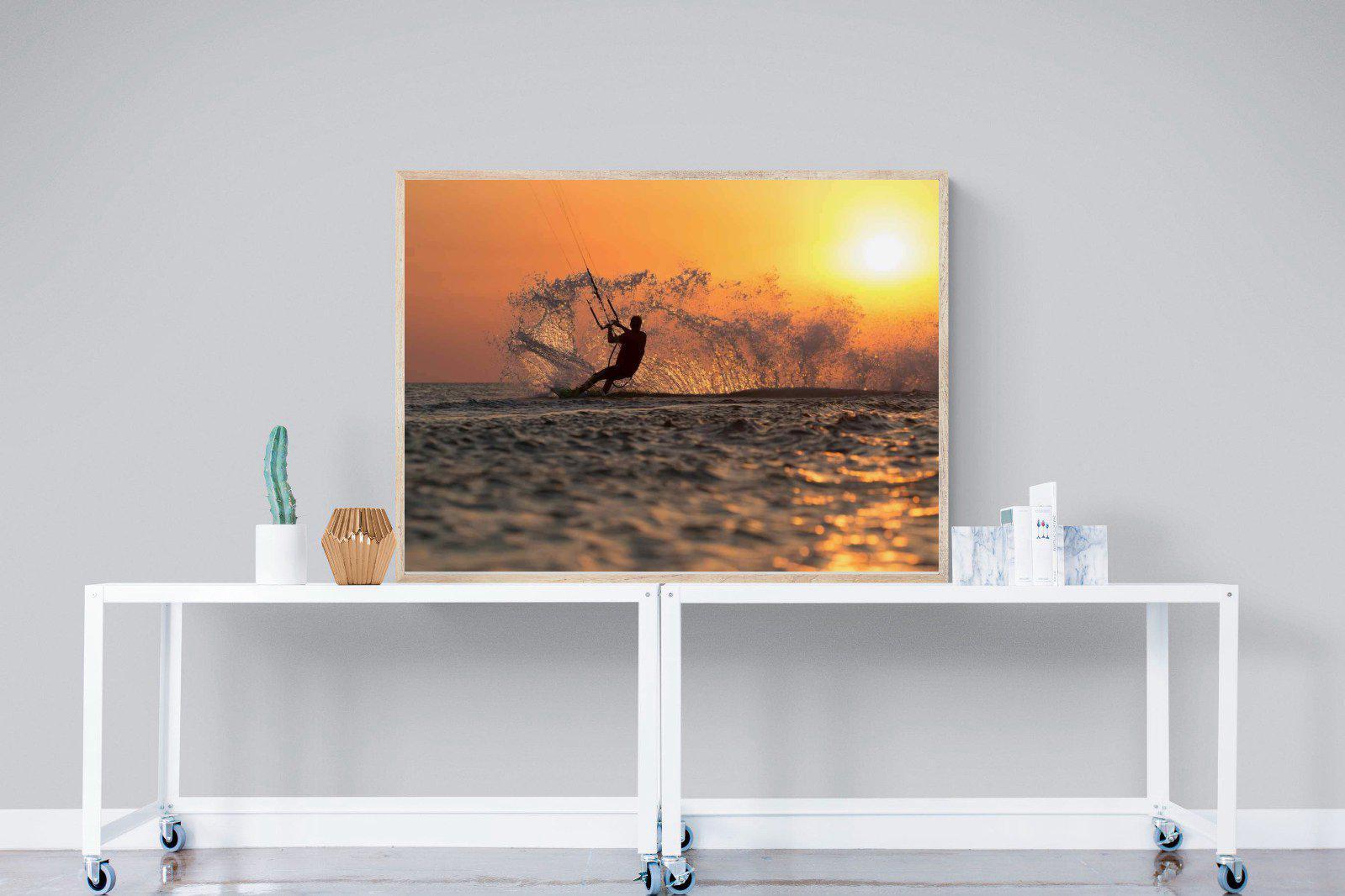 Sunset Kitesurf-Wall_Art-120 x 90cm-Mounted Canvas-Wood-Pixalot