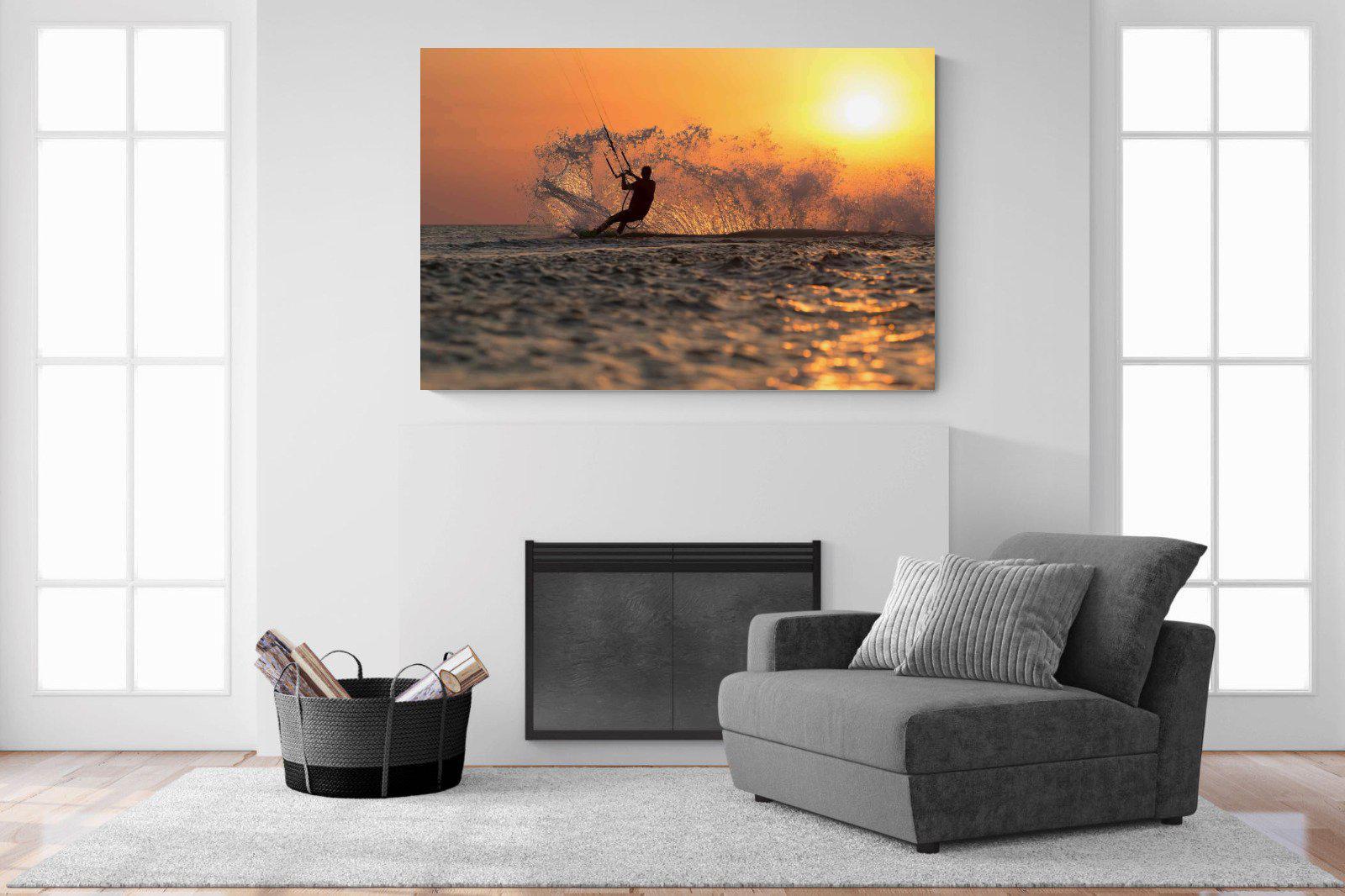 Sunset Kitesurf-Wall_Art-150 x 100cm-Mounted Canvas-No Frame-Pixalot