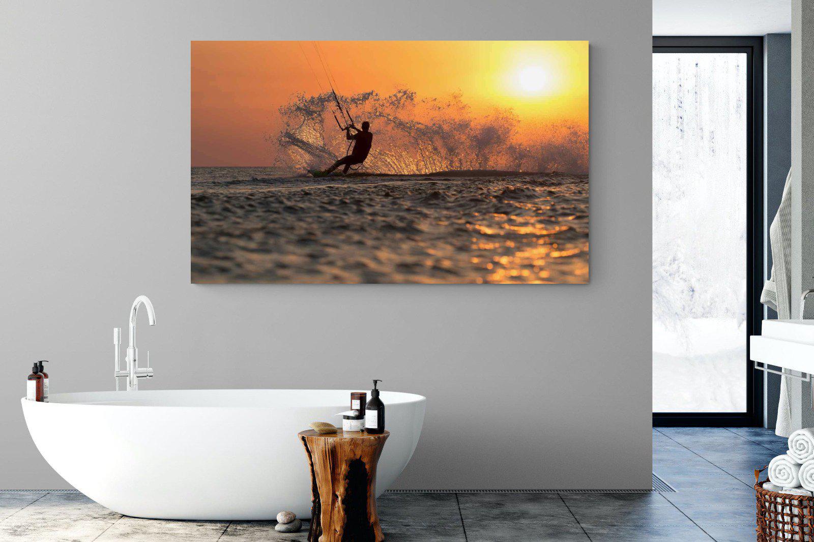 Sunset Kitesurf-Wall_Art-180 x 110cm-Mounted Canvas-No Frame-Pixalot