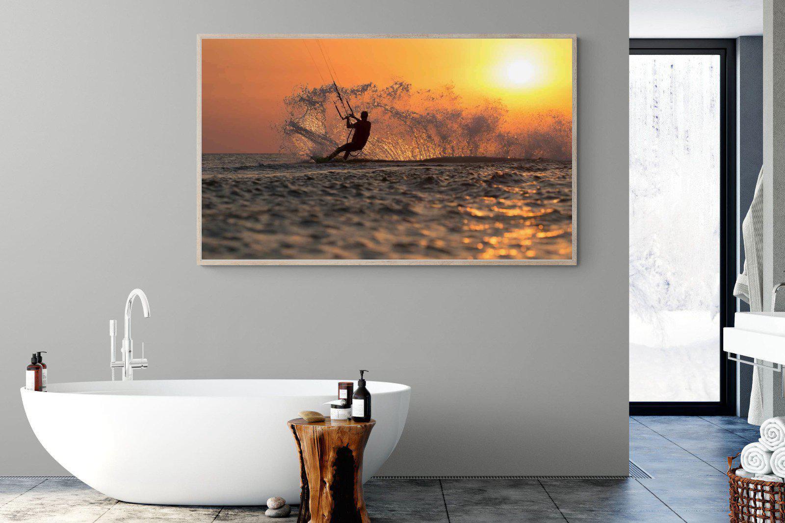Sunset Kitesurf-Wall_Art-180 x 110cm-Mounted Canvas-Wood-Pixalot