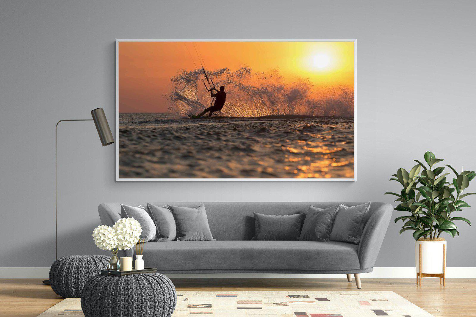 Sunset Kitesurf-Wall_Art-220 x 130cm-Mounted Canvas-White-Pixalot