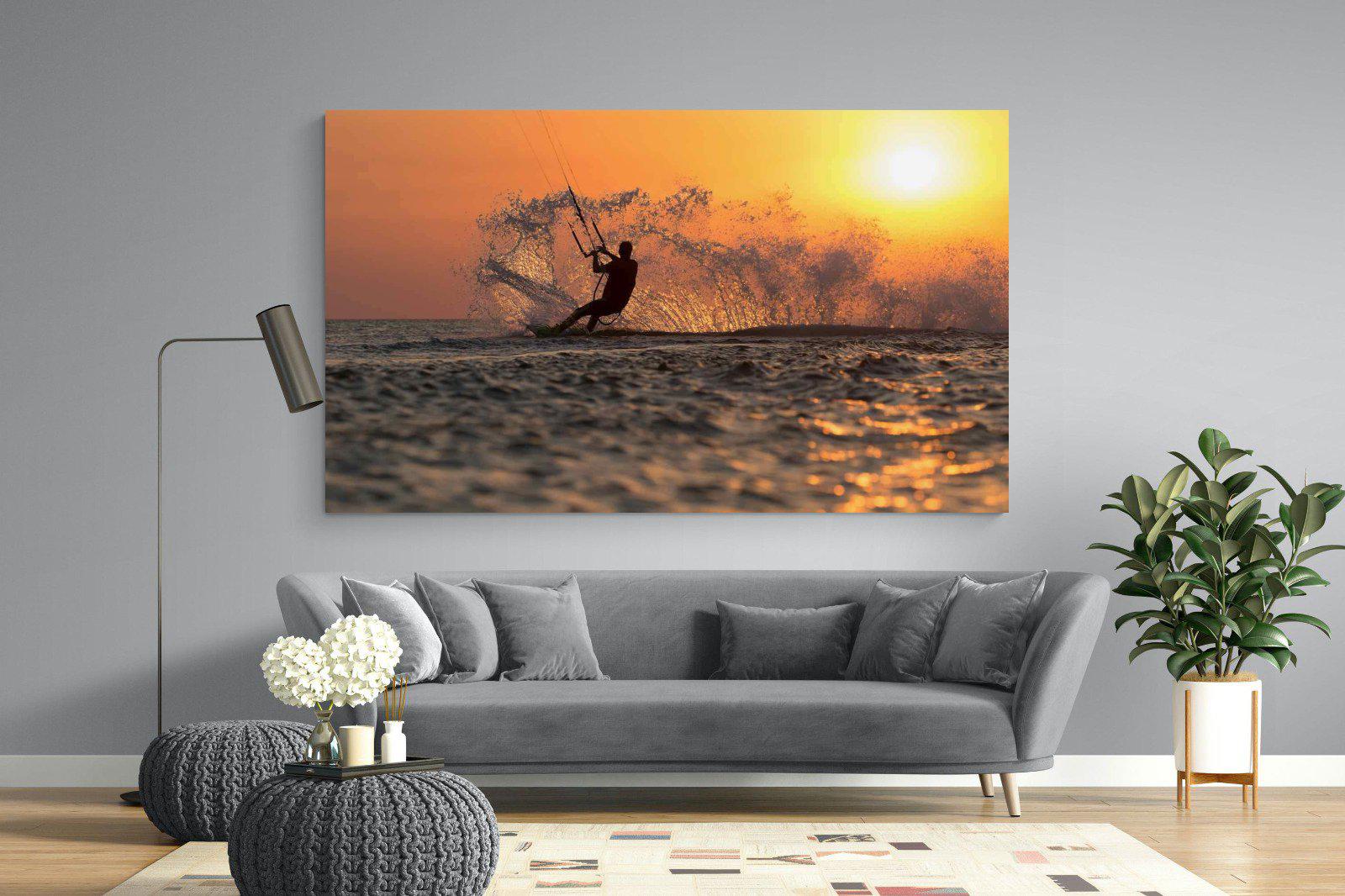 Sunset Kitesurf-Wall_Art-220 x 130cm-Mounted Canvas-No Frame-Pixalot