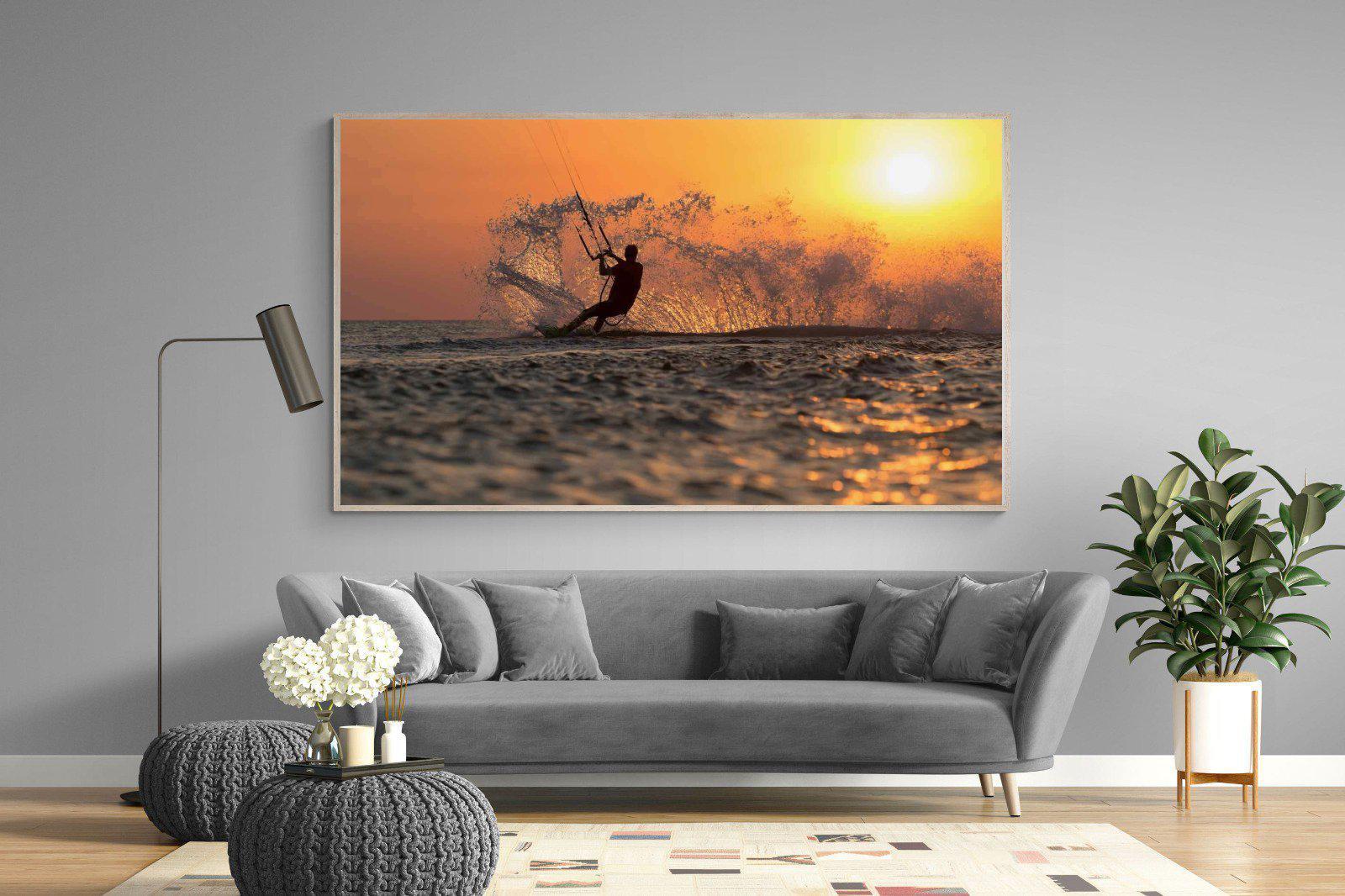 Sunset Kitesurf-Wall_Art-220 x 130cm-Mounted Canvas-Wood-Pixalot