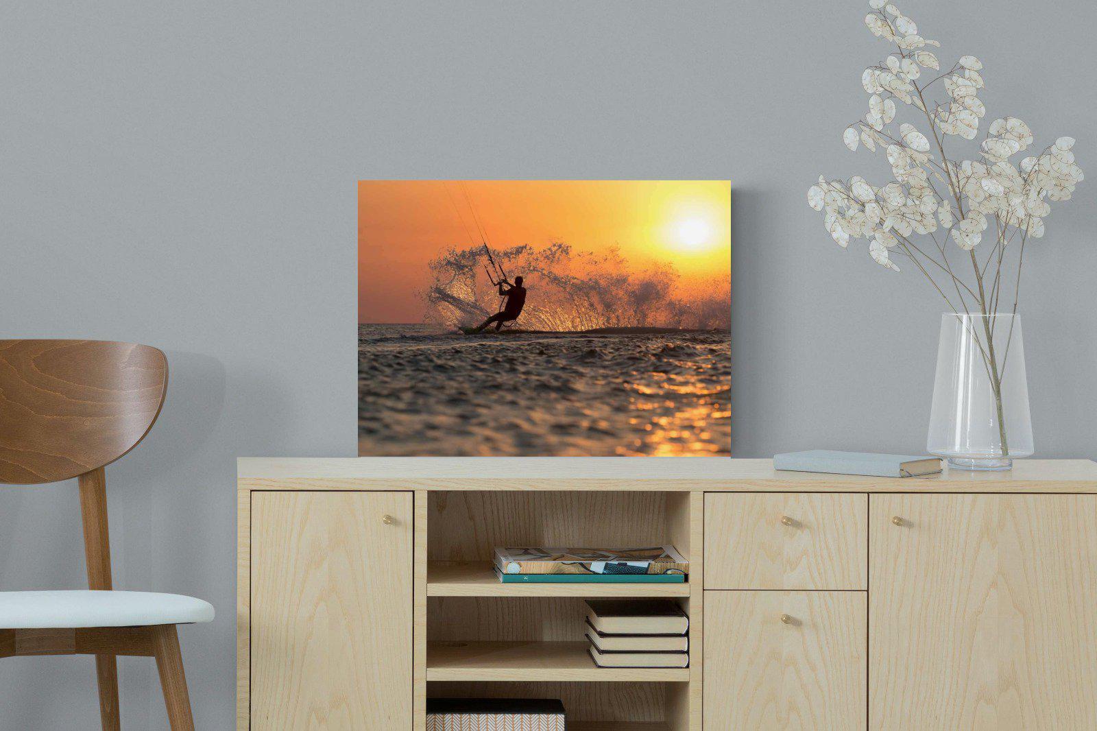 Sunset Kitesurf-Wall_Art-60 x 45cm-Mounted Canvas-No Frame-Pixalot