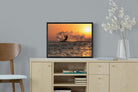Sunset Kitesurf-Wall_Art-60 x 45cm-Mounted Canvas-Black-Pixalot