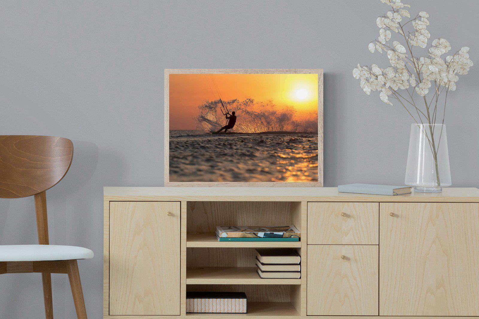 Sunset Kitesurf-Wall_Art-60 x 45cm-Mounted Canvas-Wood-Pixalot