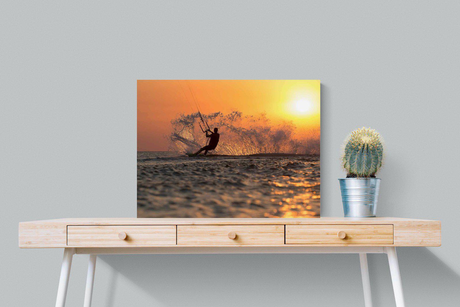 Sunset Kitesurf-Wall_Art-80 x 60cm-Mounted Canvas-No Frame-Pixalot