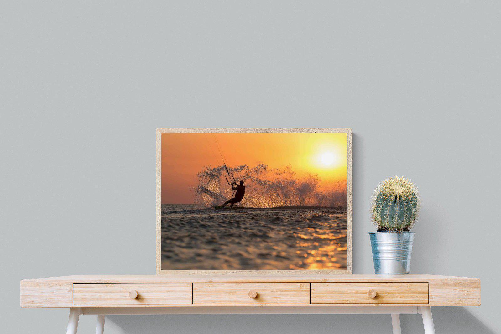 Sunset Kitesurf-Wall_Art-80 x 60cm-Mounted Canvas-Wood-Pixalot