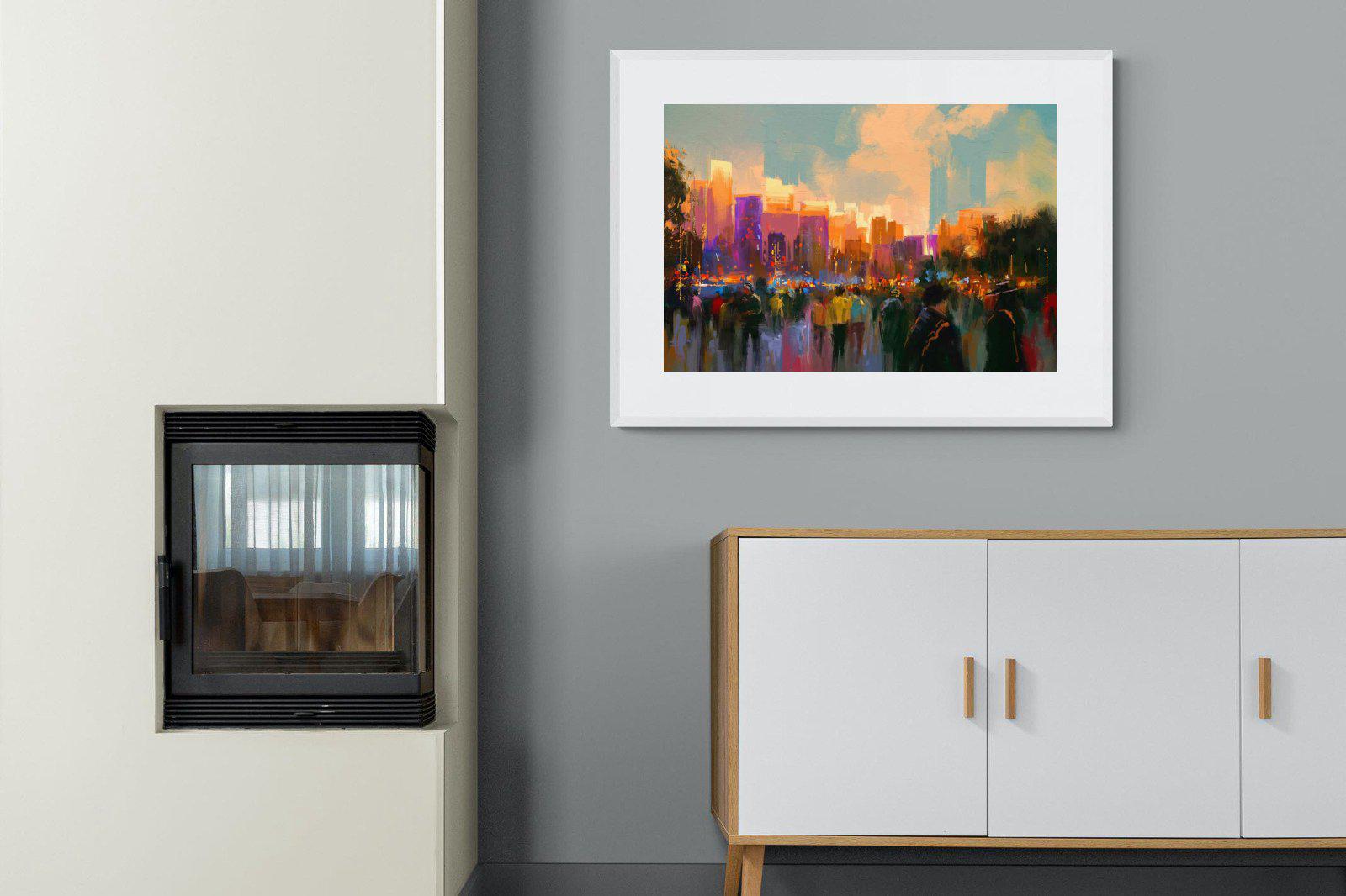 Sunset in The Park-Wall_Art-100 x 75cm-Framed Print-White-Pixalot