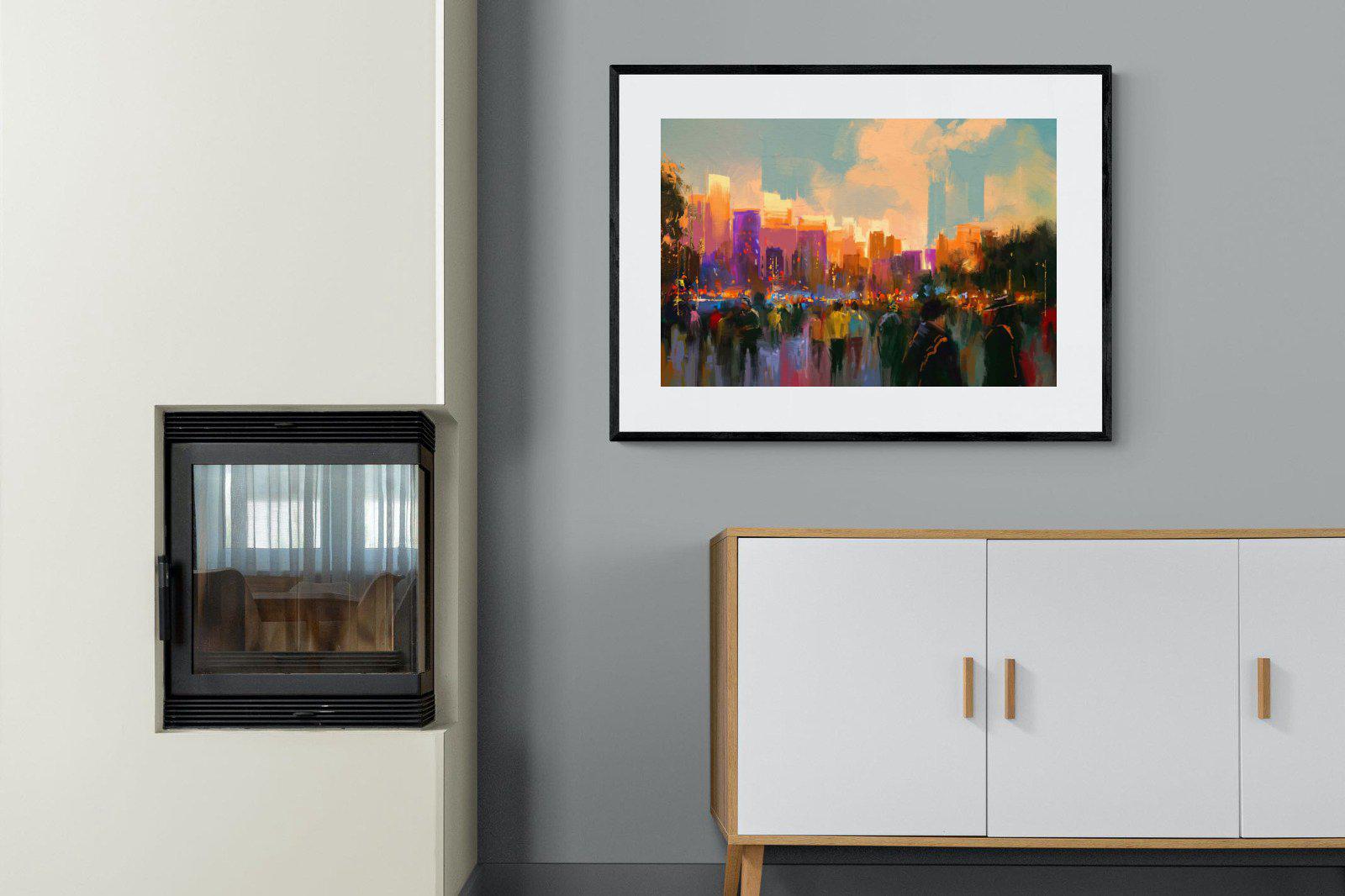 Sunset in The Park-Wall_Art-100 x 75cm-Framed Print-Black-Pixalot