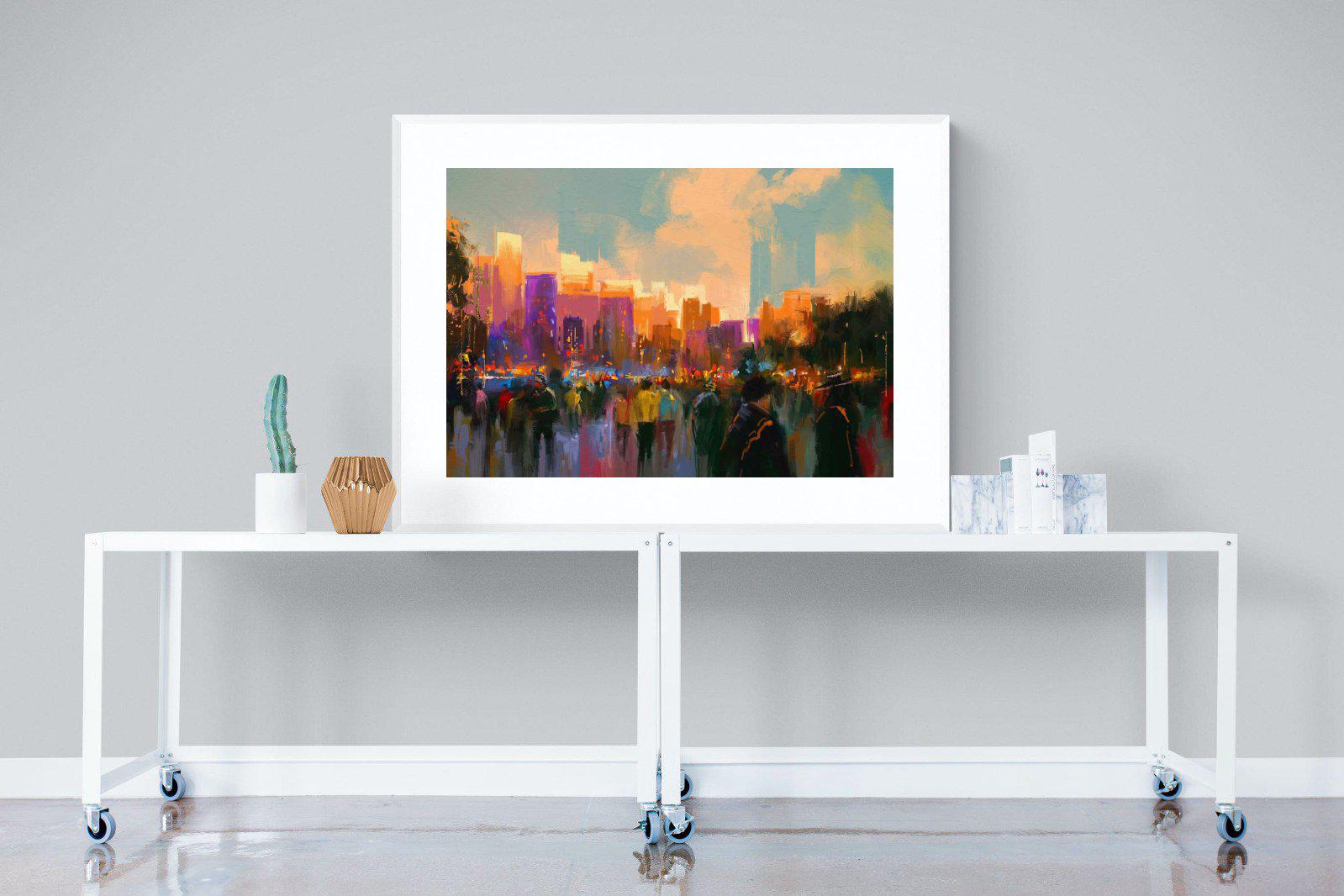 Sunset in The Park-Wall_Art-120 x 90cm-Framed Print-White-Pixalot