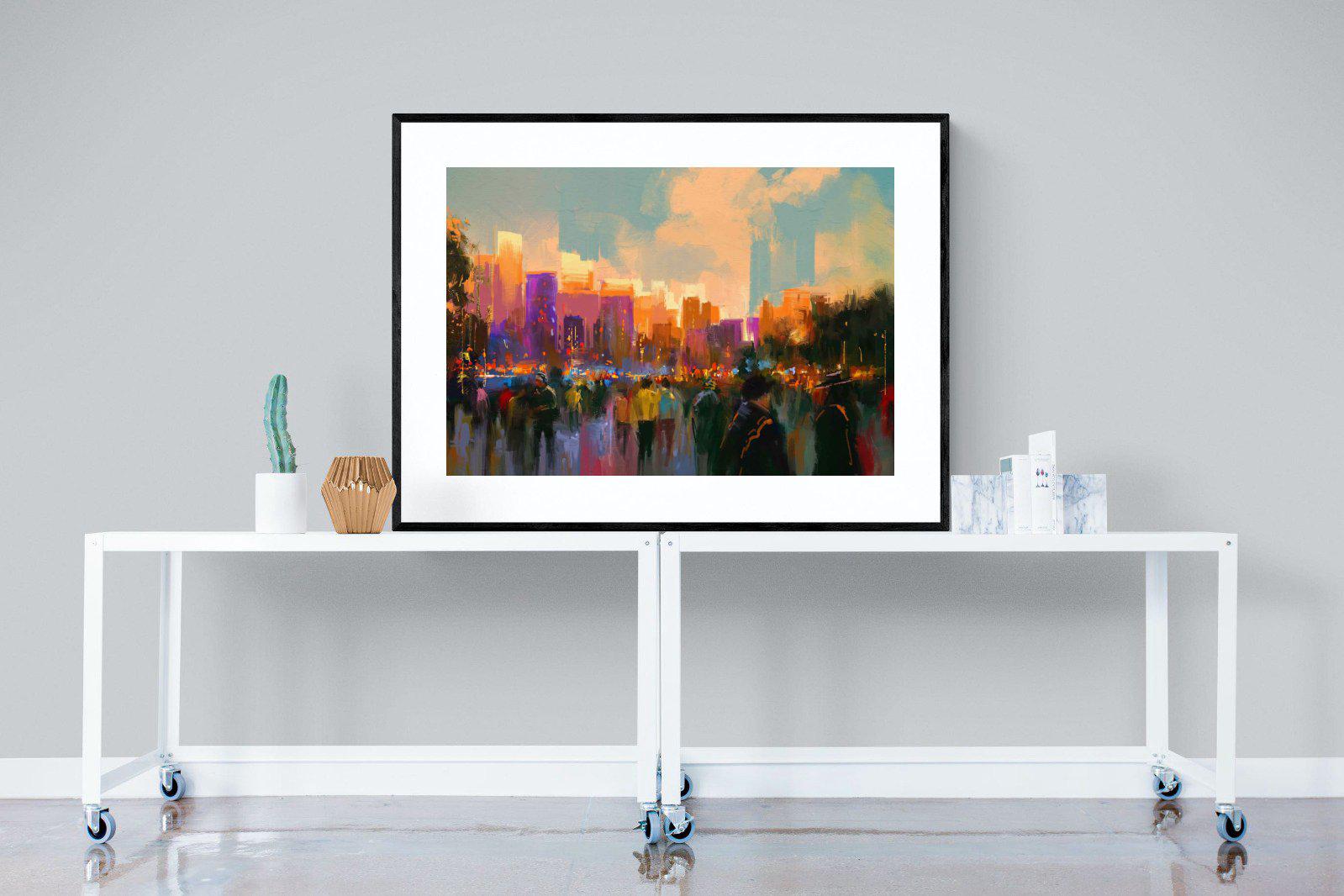 Sunset in The Park-Wall_Art-120 x 90cm-Framed Print-Black-Pixalot