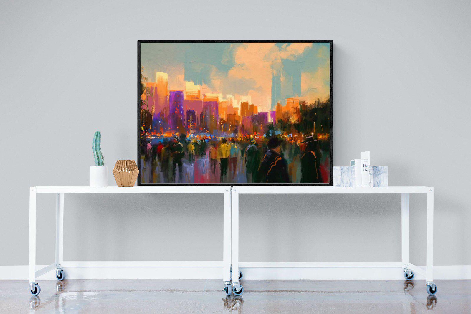 Sunset in The Park-Wall_Art-120 x 90cm-Mounted Canvas-Black-Pixalot