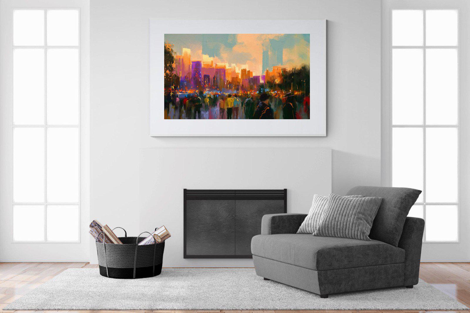 Sunset in The Park-Wall_Art-150 x 100cm-Framed Print-White-Pixalot