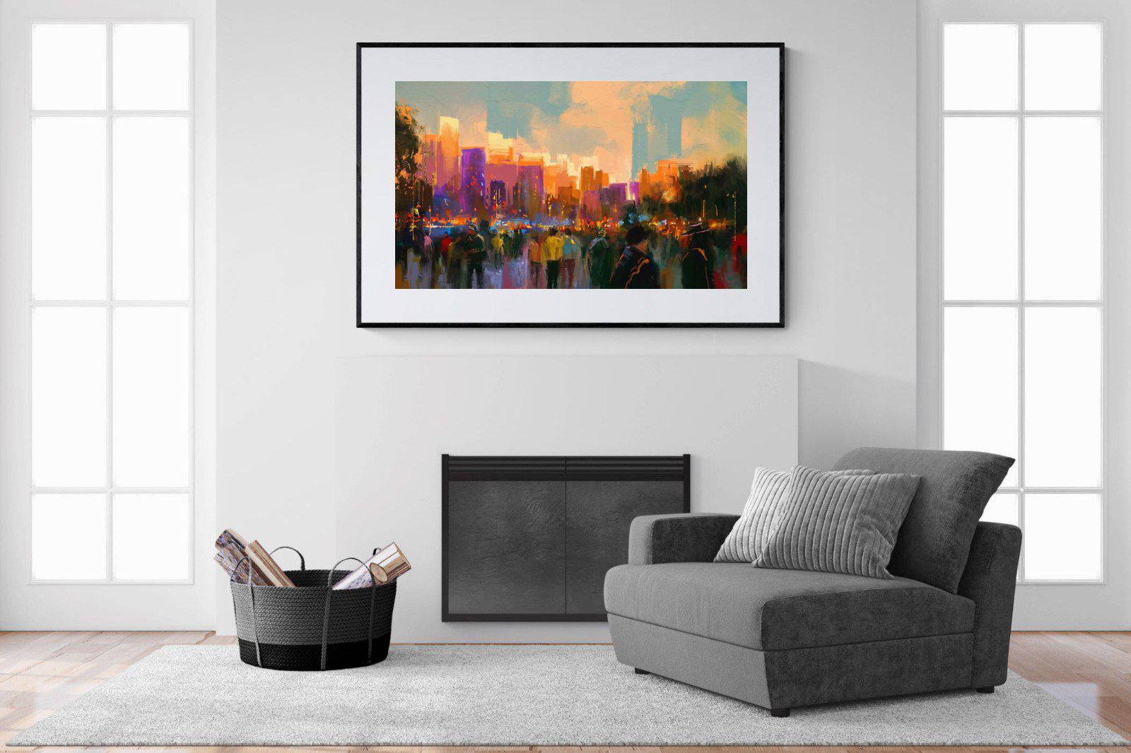 Sunset in The Park-Wall_Art-150 x 100cm-Framed Print-Black-Pixalot