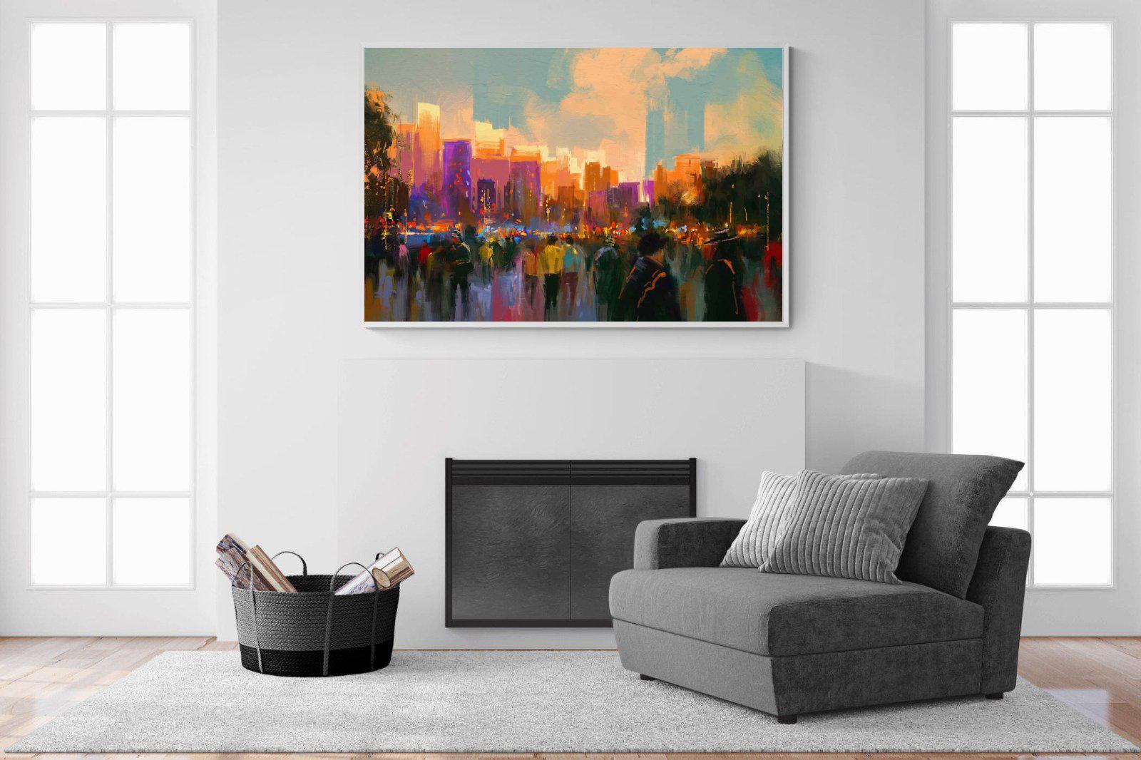 Sunset in The Park-Wall_Art-150 x 100cm-Mounted Canvas-White-Pixalot