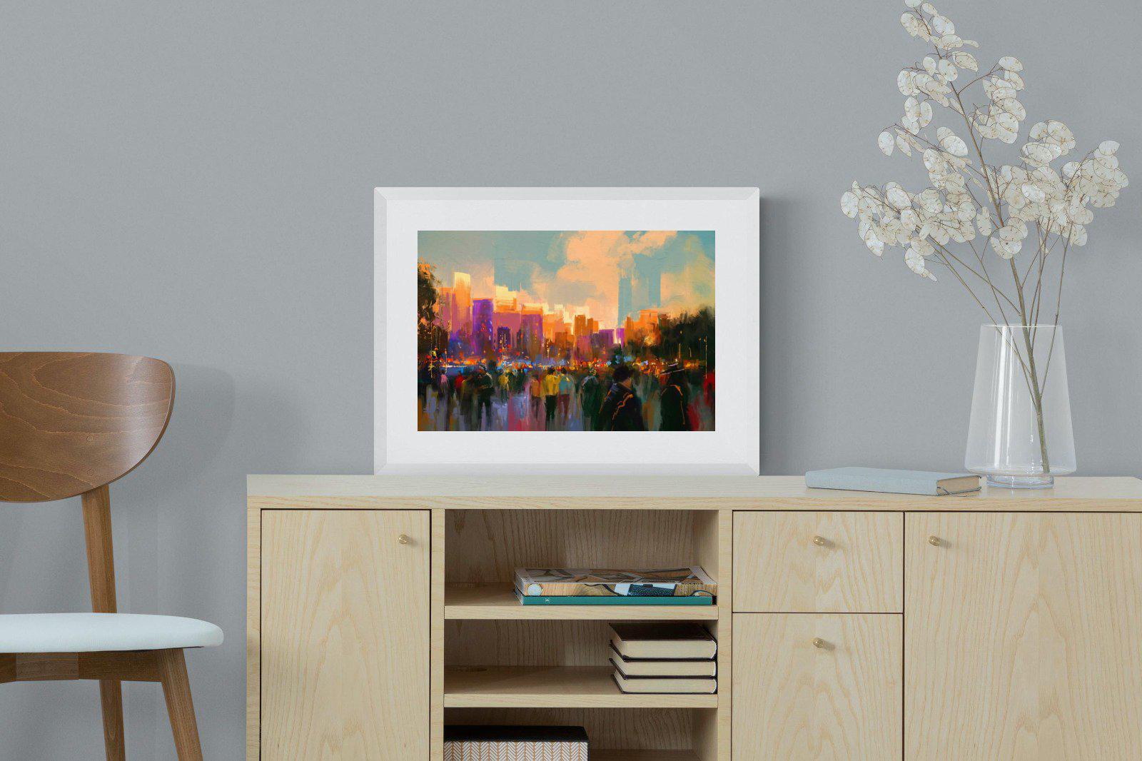 Sunset in The Park-Wall_Art-60 x 45cm-Framed Print-White-Pixalot