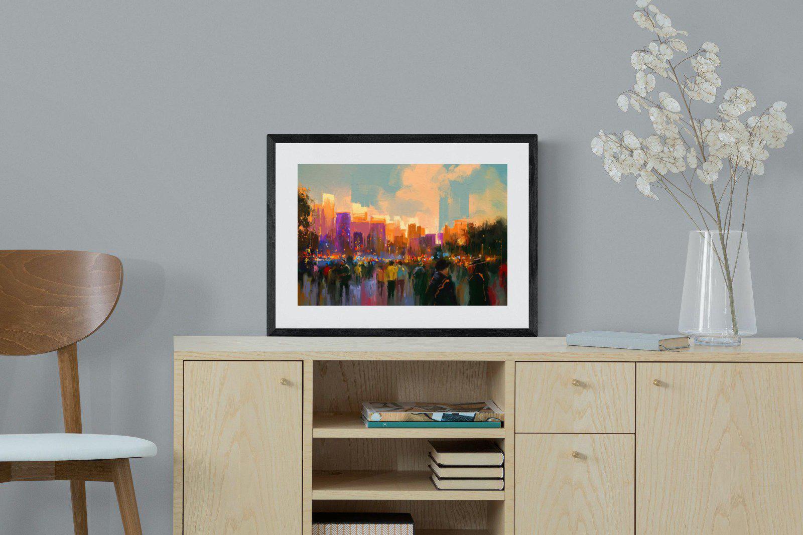 Sunset in The Park-Wall_Art-60 x 45cm-Framed Print-Black-Pixalot