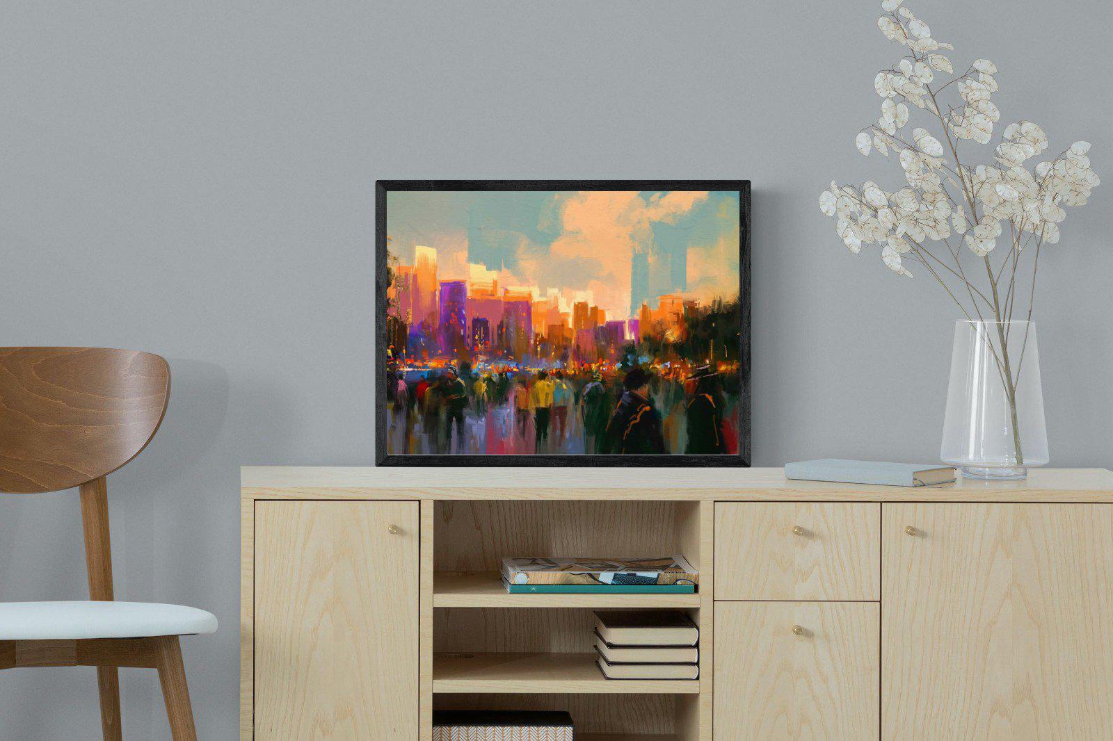 Sunset in The Park-Wall_Art-60 x 45cm-Mounted Canvas-Black-Pixalot