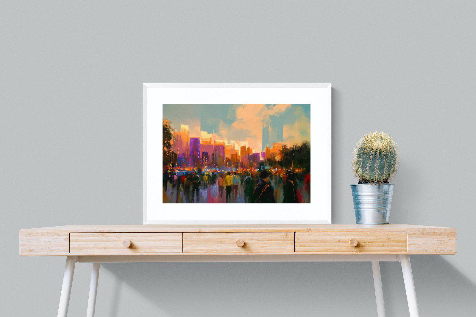 Sunset in The Park-Wall_Art-80 x 60cm-Framed Print-White-Pixalot