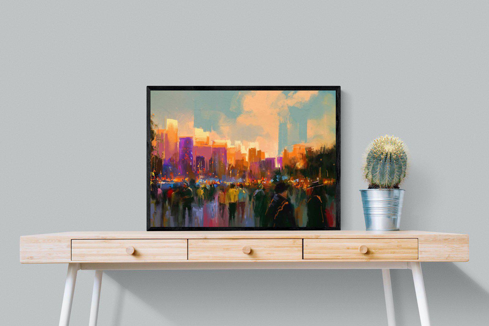 Sunset in The Park-Wall_Art-80 x 60cm-Mounted Canvas-Black-Pixalot