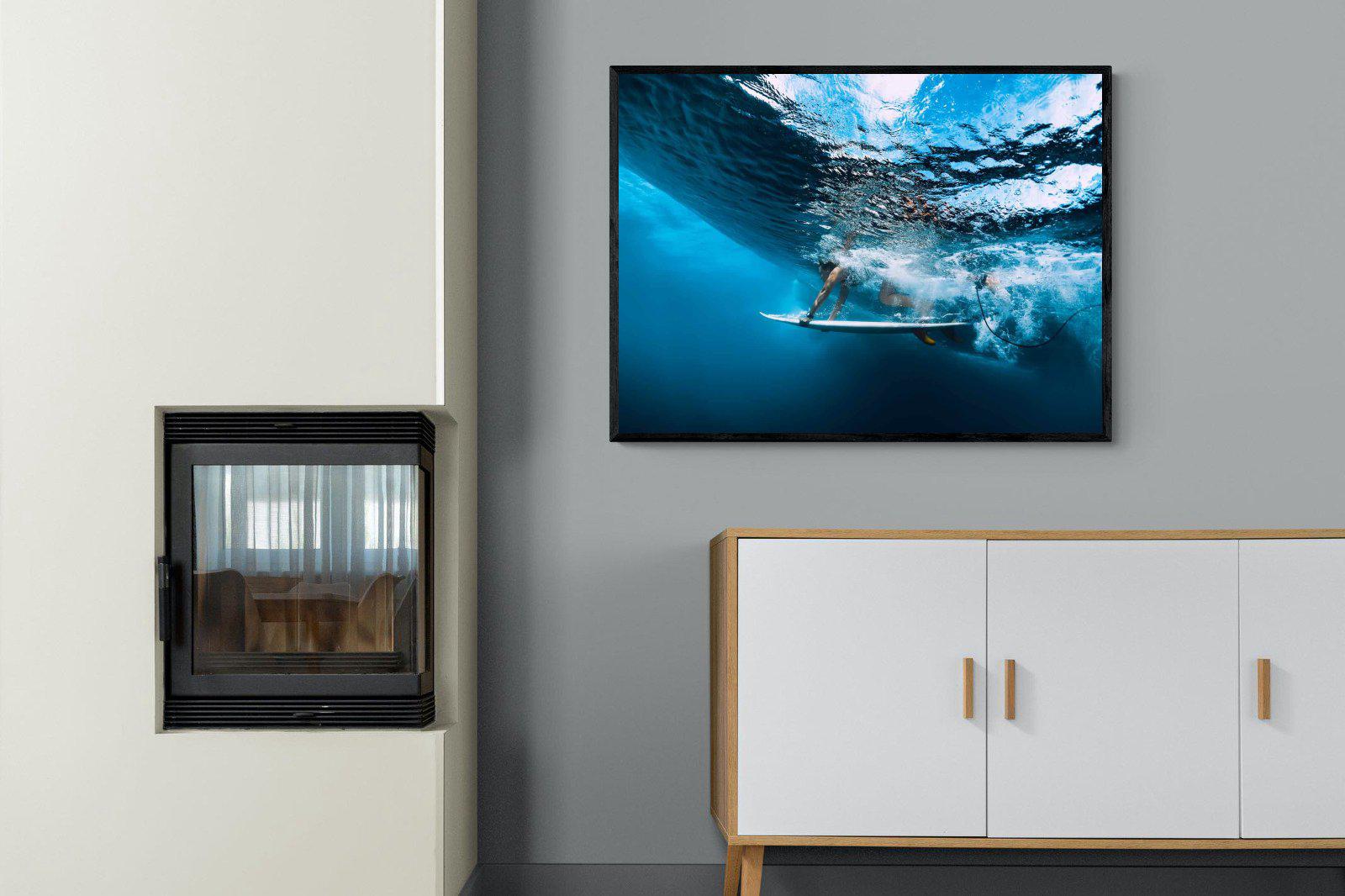 Surf Plunge-Wall_Art-100 x 75cm-Mounted Canvas-Black-Pixalot
