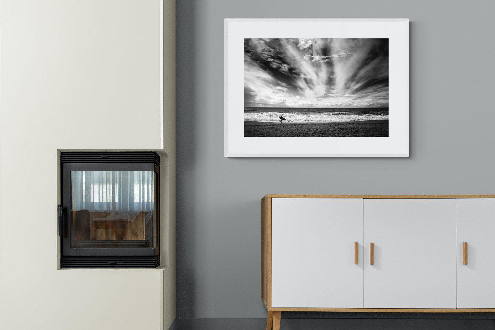 Surfer-Wall_Art-100 x 75cm-Framed Print-White-Pixalot