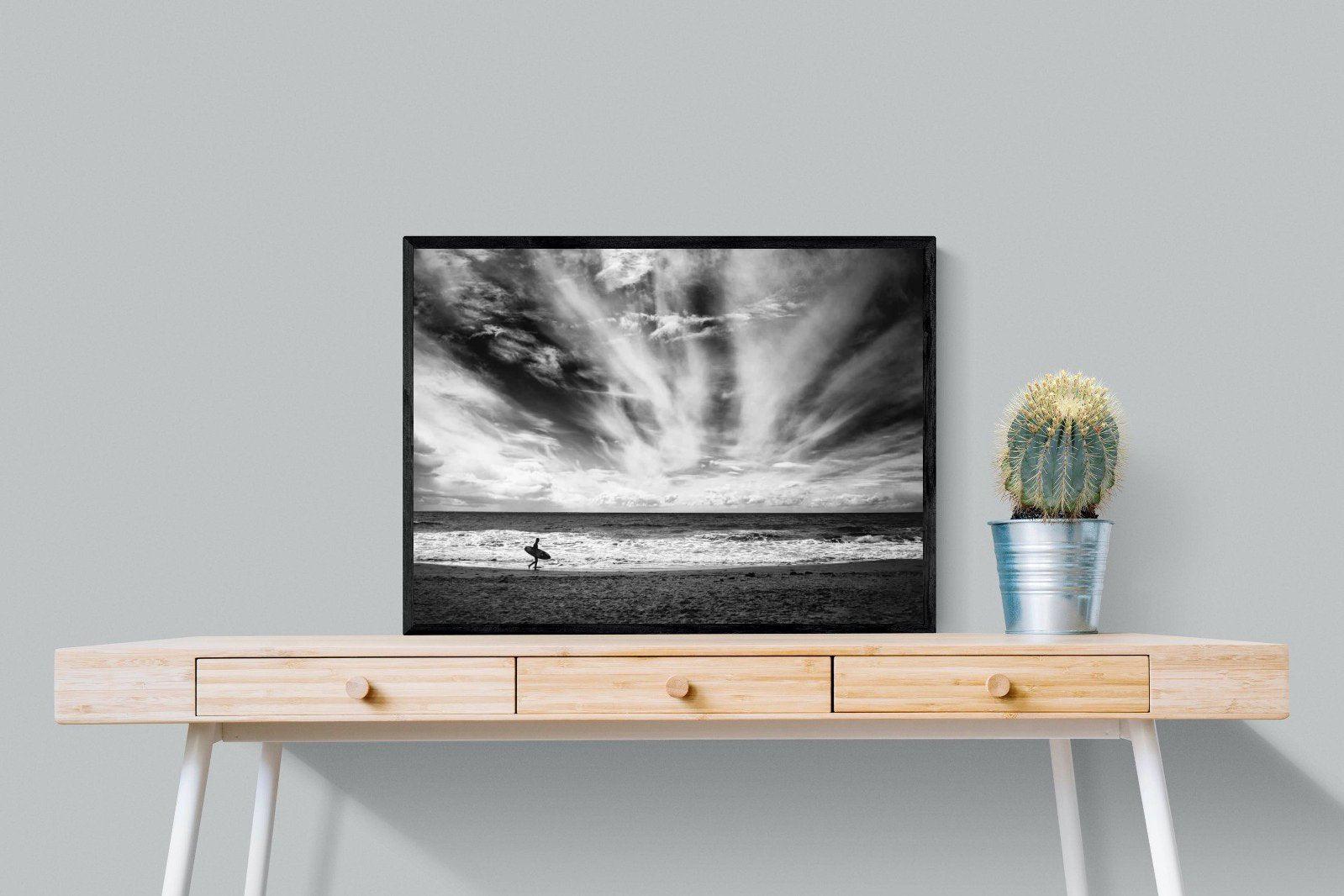 Surfer-Wall_Art-80 x 60cm-Mounted Canvas-Black-Pixalot