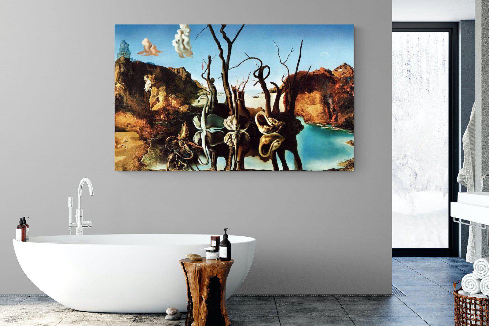 Swans Reflecting Elephants-Wall_Art-180 x 110cm-Mounted Canvas-No Frame-Pixalot
