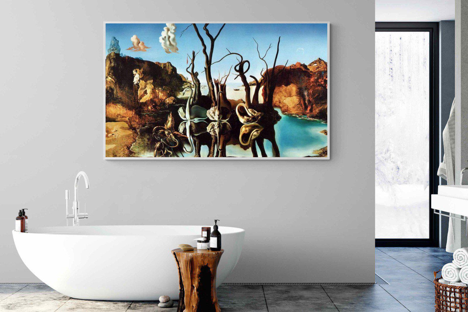 Swans Reflecting Elephants-Wall_Art-180 x 110cm-Mounted Canvas-White-Pixalot