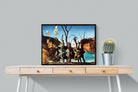 Swans Reflecting Elephants-Wall_Art-80 x 60cm-Mounted Canvas-Black-Pixalot