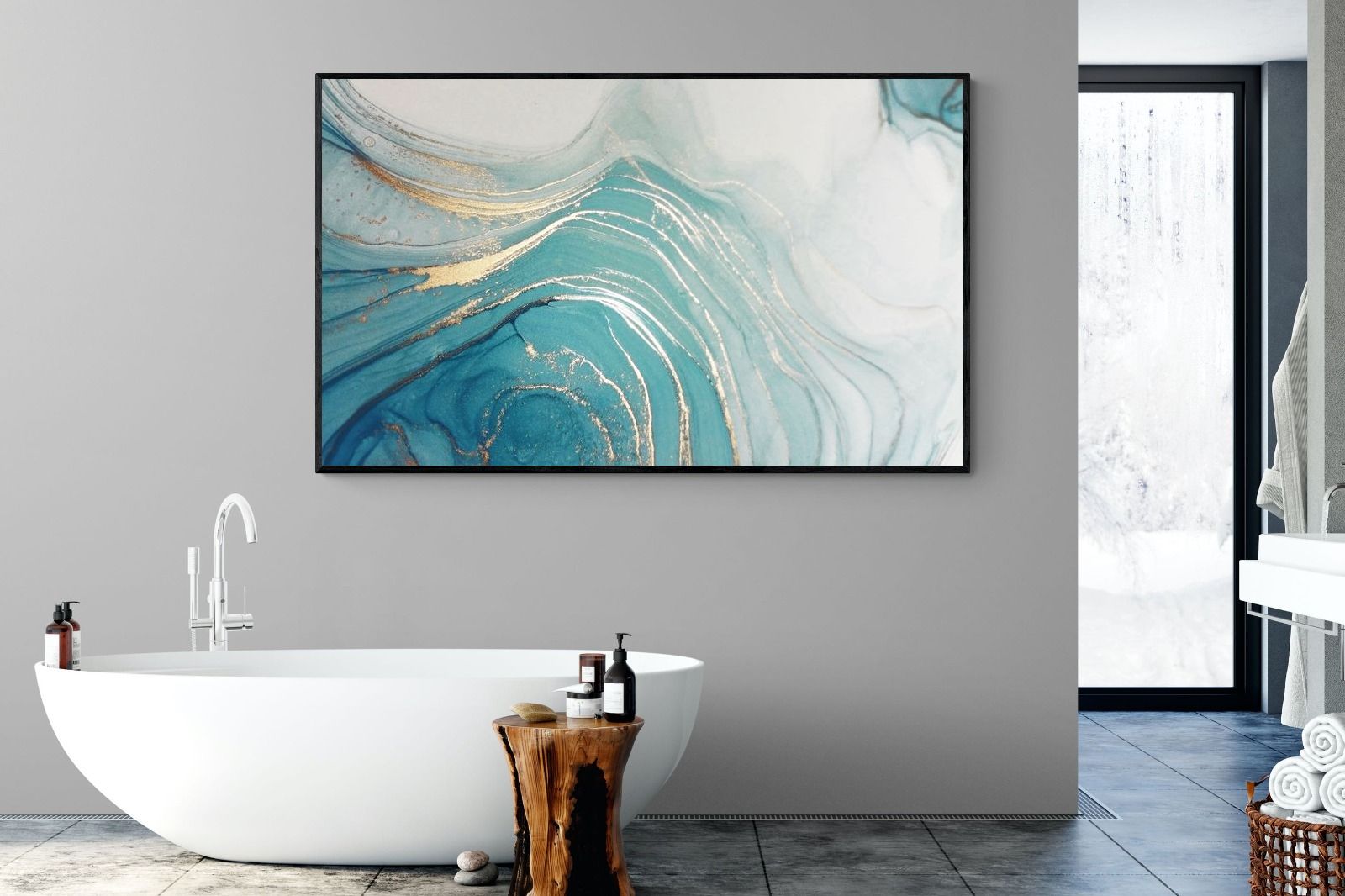 Swirl-Wall_Art-180 x 110cm-Mounted Canvas-Black-Pixalot