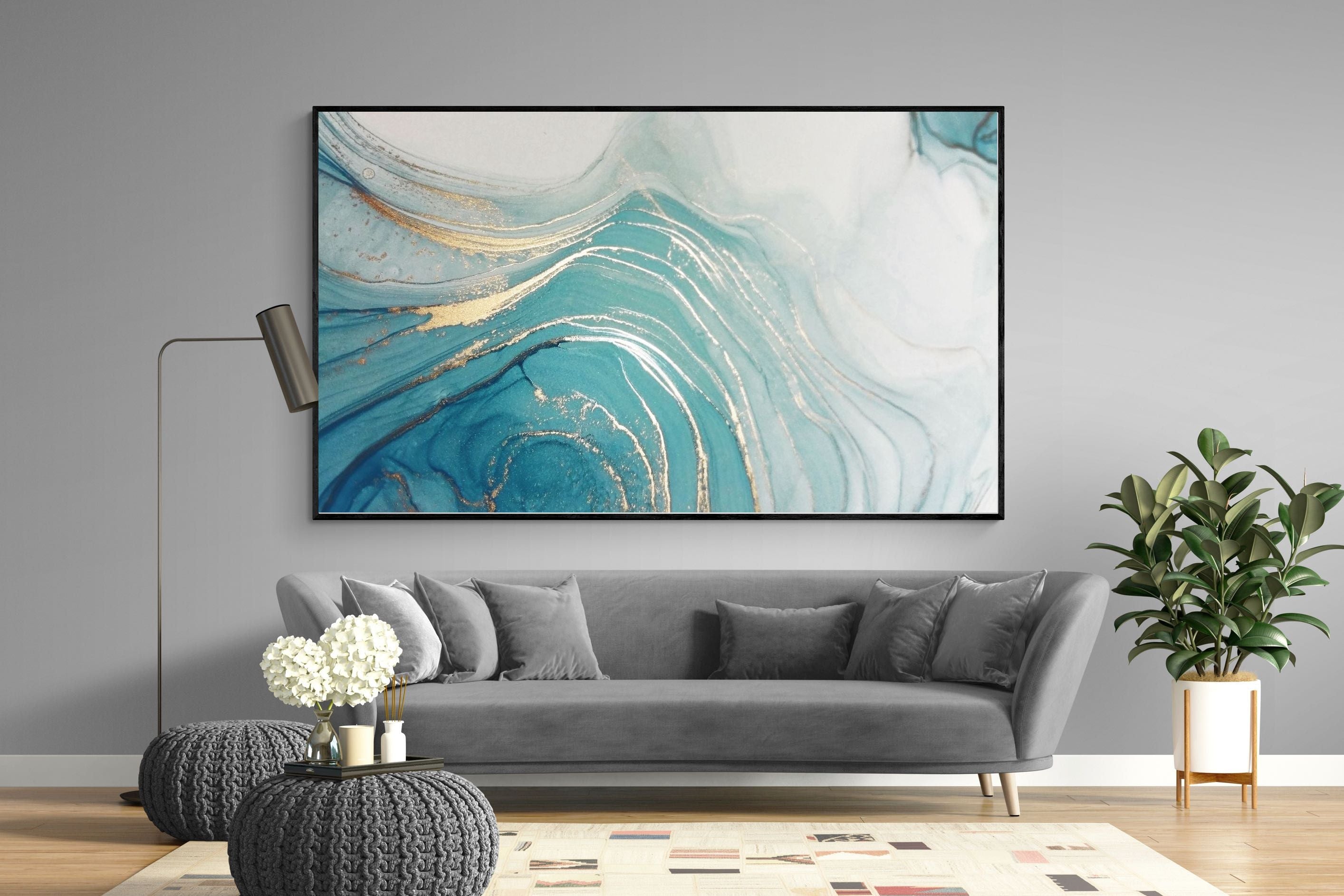 Swirl-Wall_Art-220 x 130cm-Mounted Canvas-Black-Pixalot