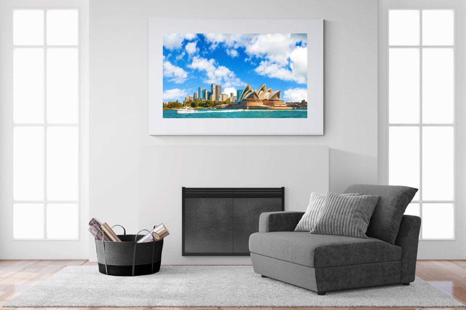 Sydney Opera House-Wall_Art-150 x 100cm-Framed Print-White-Pixalot